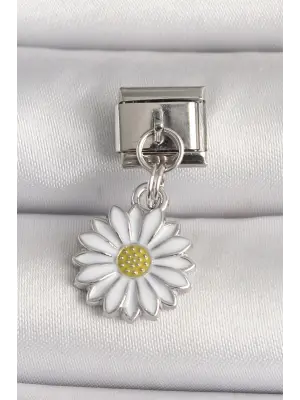 316L Çelik Gümüş Renk Papatya Model Nomination Charm
