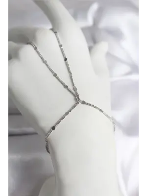 316L Çelik Gümüş Renk Parçalı Ezme Zincir Model Kadın Şahmeran