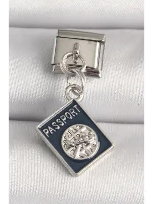 316L Çelik Gümüş Renk Passport Model Nomination Charm