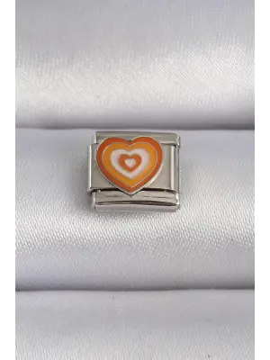 316L Çelik Gümüş Renk Renkli Kalp İşlemeli Nomination Charm