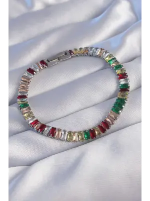 316L Çelik Gümüş Renk Renkli Su Yolu Tasarımlı Bileklik