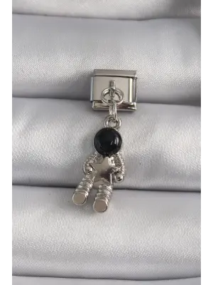 316L Çelik Gümüş Renk Sallantı Astronot Model Yıldız Detay Nomination Charm