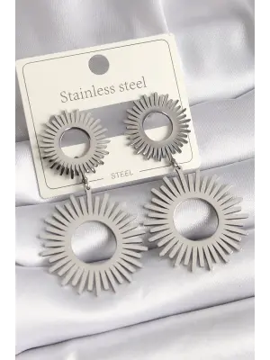   Gümüş Sallantı Güneş Model Çelik Küpe