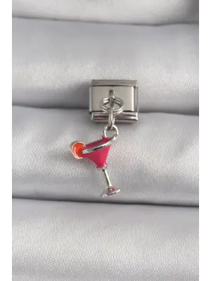 316L Çelik Gümüş Renk Sallantı Kokteyl Model Nomination Charm