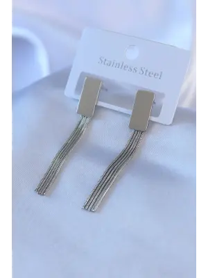 316L Çelik Gümüş Renk Sallantı Model Kadın Küpe