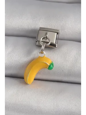 316L Çelik Gümüş Renk Sallantı Muz Model Nomination Charm