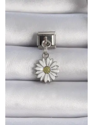 316L Çelik Gümüş Renk Sallantı Papatya Figür Nomination Charm