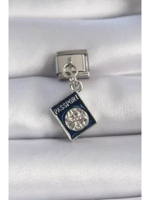 316L Çelik Gümüş Renk Sallantı Passport Figür Nomination Charm