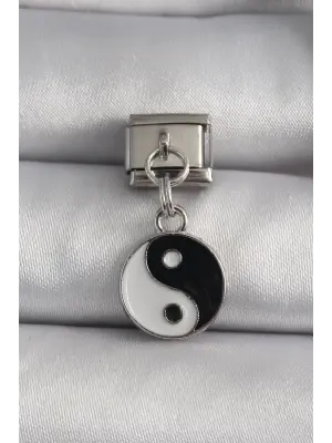 316L Çelik Gümüş Renk Sallantı YinYang Model Nomination Charm