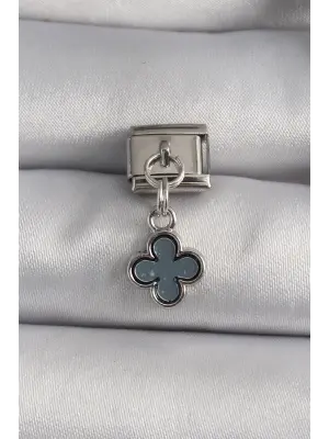 316L Çelik Gümüş Renk Sallantı Yonca Model Nomination Charm