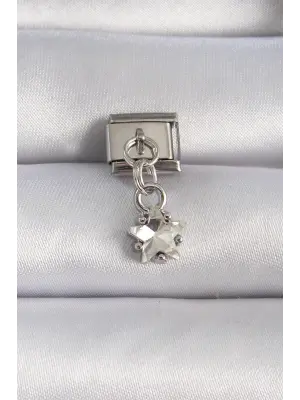 316L Çelik Gümüş Renk Sallantı Zirkon Taşlı Yıldız Figür Nomination Charm