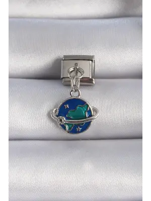 316L Çelik Gümüş Renk Sallantılı Dünya Figür Nomination Charm