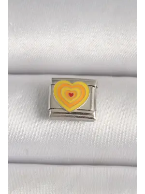 316L Çelik Gümüş Renk Sarı Kalp İşlmeli Nomination Charm