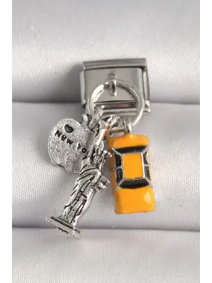 316L Çelik Gümüş Renk Sarı Taksi Özgürlük Heykeli Model Nomination Charm