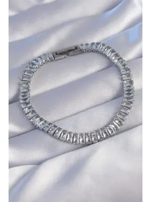 316L Çelik Gümüş Renk Su Yolu Tasarımlı Bileklik