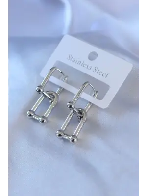 316L Çelik Gümüş Renk Tiffany Model Kadın Küpe