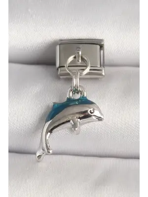 316L Çelik Gümüş Renk Yunus Balığı Model Nomination Charm