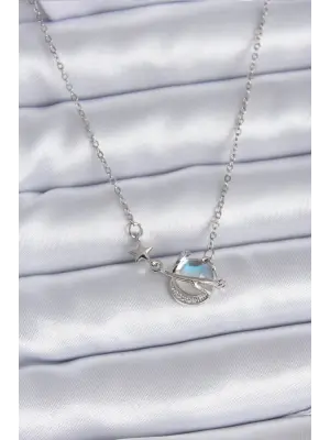 316L Çelik Gümüş Renk Zincir Gezegen Model Kadın Kolye