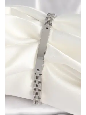 316L Çelik Gümüş Renk Zincir Künye Model Erkek Bileklik