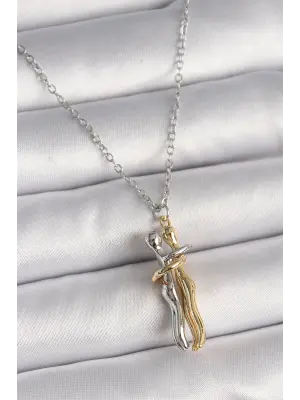  Gümüş  Zincir Sarılma Model  Çelik Kolye