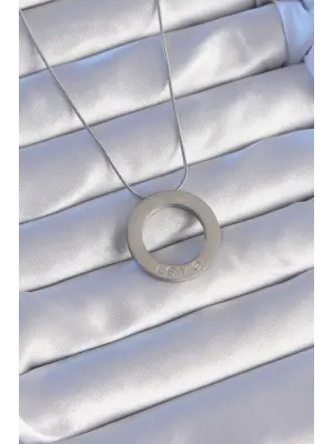  Gümüş  Zirkon Taşlı Model Çelik Kolye