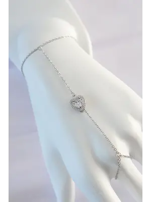 316L Çelik Gümüş Renk Zirkon Taşlı Kalp Tasarımlı Şahmeran