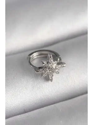 316L Çelik Gümüş Renk Zirkon Taşlı Kutup Yıldızı Model Tragus Piercing