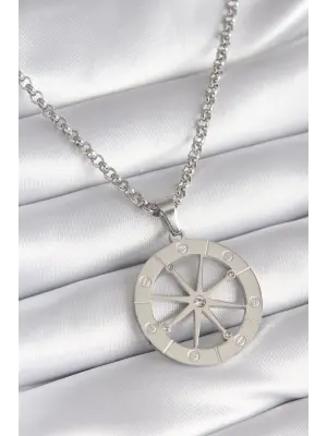  Gümüş  Zirkon Taşlı Rüya Kapanı Model İşeme Detay  Çelik Kolye