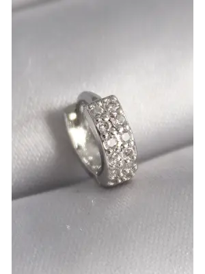 316L Çelik Gümüş Renk Zirkon Taşlı Tragus Piercing