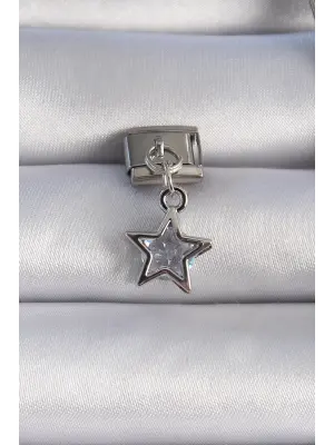 316L Çelik Gümüş Renk Zirkon Taşlı Yıldız Figür Nomination Charm