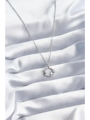  Gümüş  Zirkon Taşlı Yıldız Model  Çelik Kolye