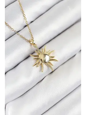 316L Çelik Güneş Model Gold Renk Kadın Kolye