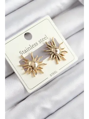 316L Çelik Güneş Model Gold Renk Kadın Küpe