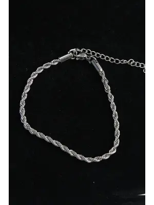 316L Çelik Halat Model Gümüş Renk Erkek Bileklik