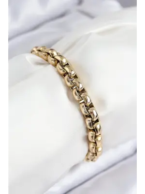 316L Çelik Halat Zincir Model Gold Renk Kadın Bileklik
