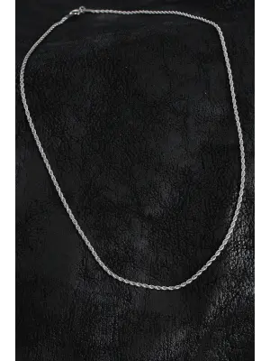 316L Çelik Halat Zincir Model Gümüş Renk Erkek Kolye