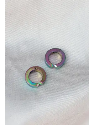   Hematit Renkli Halka Model Erkek Küpe