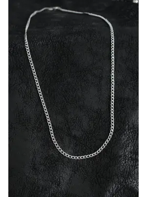 316L Çelik İnce Klasik Zincir Model Gümüş Renk Erkek Kolye