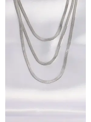  İtalyan Zincir Gümüş  Çoklu Çelik Kolye