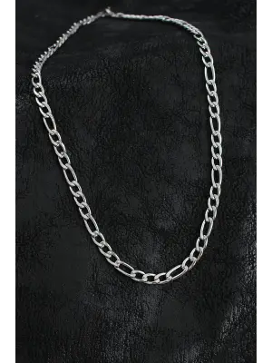 316L Çelik Kalın Figaro Zincir Model Gümüş Renk Erkek Kolye