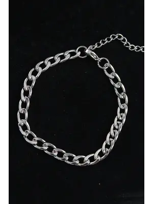 316L Çelik Kalın Klasik Model Gümüş Renk Erkek Bileklik