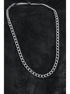 316L Çelik Kalın Klasik Zincir Model Gümüş Renk Erkek Kolye