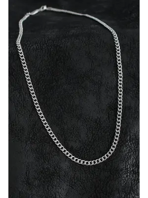 316L Çelik Kalın Zincir Model Gümüş Renk Erkek Kolye