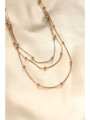  Karışık li Topçuk Tasarımlı Çoklu Çelik Kolye