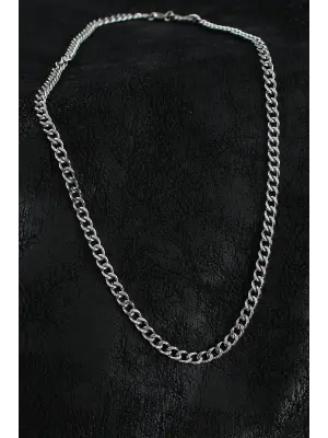 316L Çelik Klasik Zincir Model Gümüş Renk Erkek Kolye