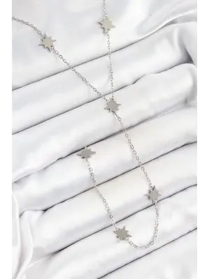 316L Çelik Kutup Yıldızı Figürlü Y Model Gümüş Renk Kadın Kolye