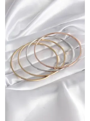 316L Çelik Mix Renk Ajda Model 4lü 65mm Çap Kadın Bilezik