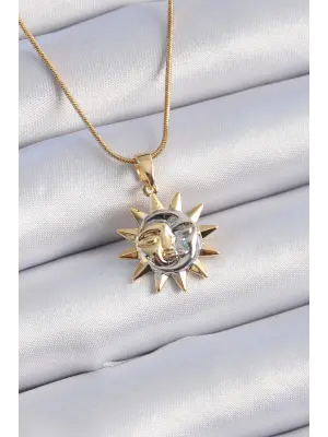  Mix  Güneş&Ay Model Vintage  Çelik Kolye