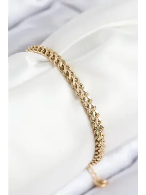 316L Çelik Örgü Zincir Model Gold Renk Kadın Bileklik
