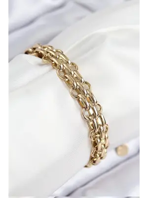 316L Çelik Örme Zincir Model Gold Renk Kadın Bileklik